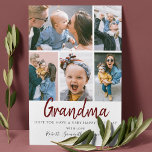 Stijlvol 5 Foto Birthday Kaart<br><div class="desc">Niets zegt 'Happy Birthday' zo goed als een gepersonaliseerd wenskaart. Laat je oma weten hoe bijzonder ze is op haar verjaardag met deze vijf unieke afbeelding kaarten. Pas het aan met gekoesterde foto's en oprechte berichten om haar geliefd te laten voelen op haar speciale dag.</div>