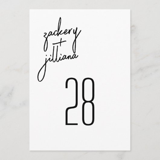 Stijlvol 5 x 7 moderne namen Trouwtafel nummer Kaart (Voorkant)