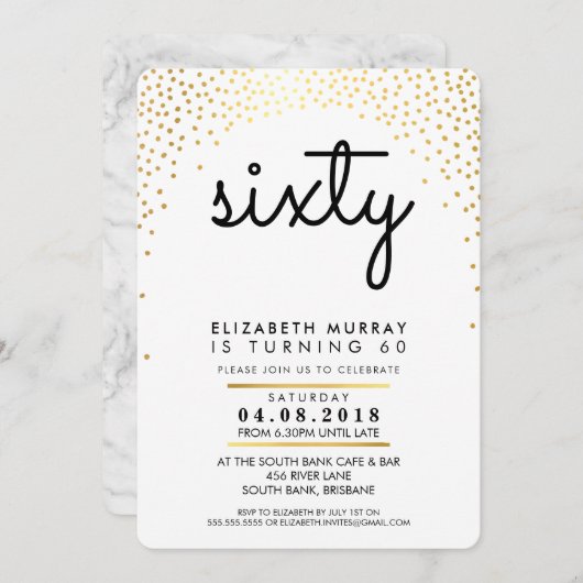 STIJLVOL 60E verjaardagsfeest UITNODIGEN gouden co Kaart (Voorkant / Achterkant)