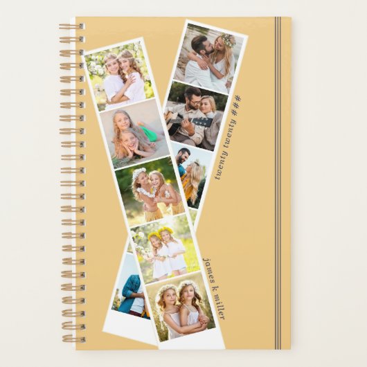 Stijlvol 8 Fotostrips Geel Blauw Aangepast Planner (Voorkant)
