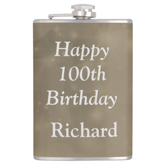 Stijlvol aangepast 100e verjaardag heupfles (Voorkant)