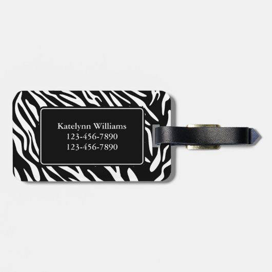 Stijlvol, aangepast Bagagelabel voor Zebra afdrukk (Achterkant horizontaal)