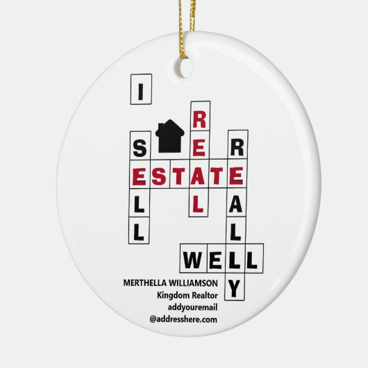 Stijlvol, aangepast kruiswoord I VERKOPEN REAL EST Keramisch Ornament (Links)