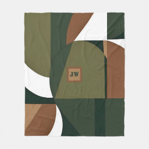 Stijlvol aards chic geometrisch monogram fleece deken