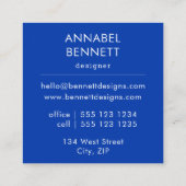 Stijlvol abstract blauw vierkante visitekaartje (Achterkant)