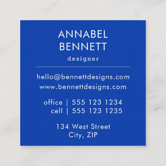 Stijlvol abstract blauw vierkante visitekaartje (Achterkant)
