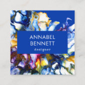 Stijlvol abstract blauw vierkante visitekaartje (Voorkant)