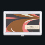 Stijlvol Abstract eigentijds elegant persoonlijk Visitekaarthouder<br><div class="desc">Vet Abstract design persoonlijke visitekaartjes in bruin,  zeemacht en zalmroze</div>