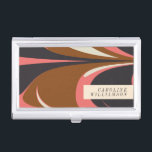 Stijlvol Abstract eigentijds elegant persoonlijk Visitekaarthouder<br><div class="desc">Vet Abstract design persoonlijke visitekaartjes in bruin,  zeemacht en zalmroze</div>