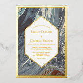 Stijlvol Abstract gekleurd bruin verfweddenschap g Folie Uitnodiging (Voorkant)