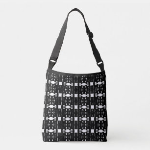 Stijlvol Abstract geometrisch zwart-wit patroon Crossbody Tas