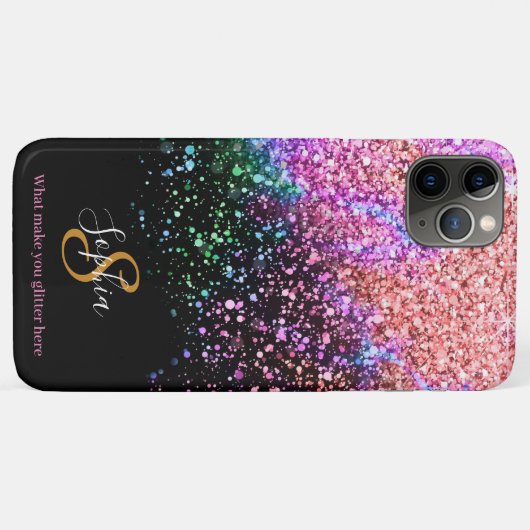 Stijlvol Abstract Glitter-persoonlijk monogram Case-Mate iPhone Case (Achterkant (horizontaal))