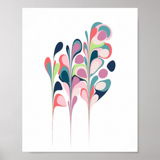 Stijlvol Abstract marmer Botanical Shapwork Poster (Voorkant)