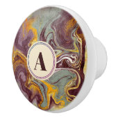 Stijlvol Abstract Mauve Blauwgroen Faux Gold Keramische Knop (Rechts)