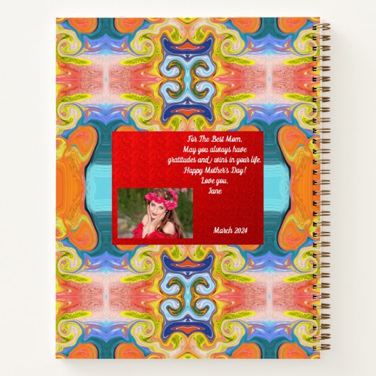 Stijlvol Abstract Moederdag Cadeau Monogram Op Maa Notitieboek (Achterkant)