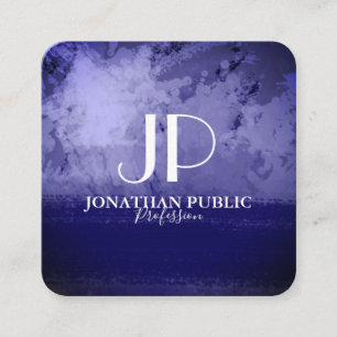 Stijlvol abstract monogram Chinees blauw Vierkante Visitekaartje
