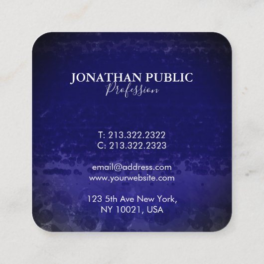 Stijlvol abstract monogram Chinees blauw Vierkante Visitekaartje (Achterkant)