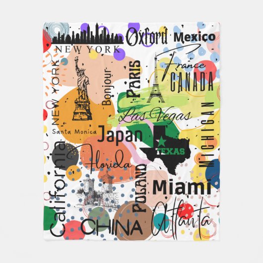 Stijlvol abstract patroon in Parijs kleurrijk Fleece Deken (Voorkant)