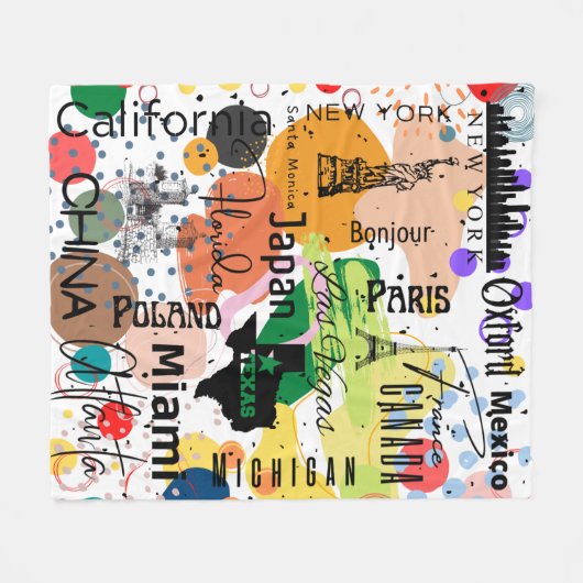 Stijlvol abstract patroon in Parijs kleurrijk Fleece Deken (Voorkant (Horizontaal))