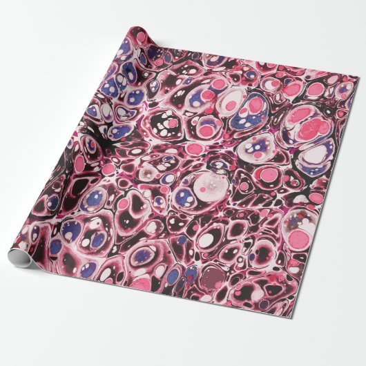 Stijlvol Abstract Roze Blauw Marmeren Patroon Cadeaupapier (Uitgerold)