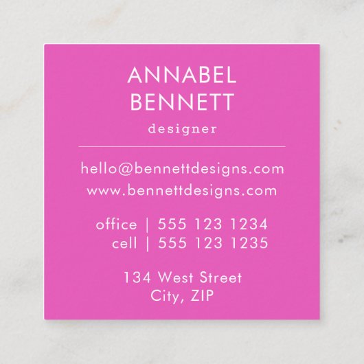 Stijlvol abstract roze roze vierkante visitekaartje (Achterkant)