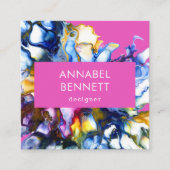 Stijlvol abstract roze roze vierkante visitekaartje (Voorkant)