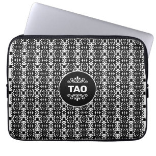 Stijlvol abstract Tao-patroon in zwart en wit Laptop Sleeve