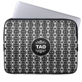 Stijlvol Abstract Tao-patroon in zwart-wit Laptop Sleeve