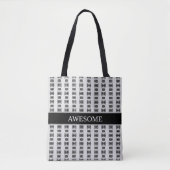 Stijlvol abstract zwart sterpatroon op lichtgrijs tote bag (Voorkant)