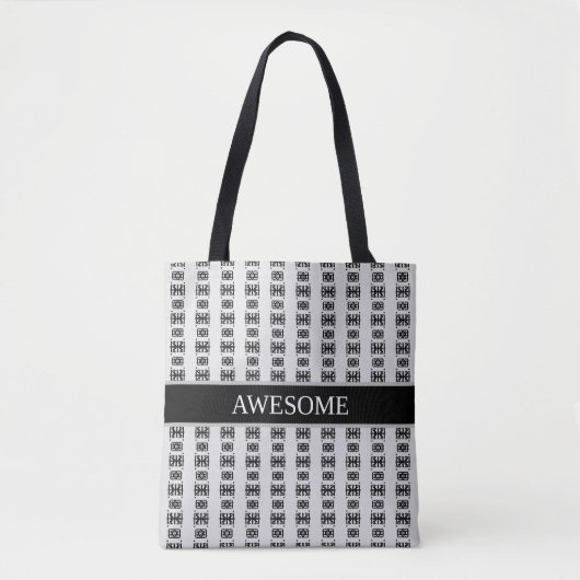 Stijlvol abstract zwart sterpatroon op lichtgrijs tote bag (Voorkant)
