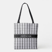 Stijlvol abstract zwart sterpatroon op lichtgrijs tote bag (Achterkant)