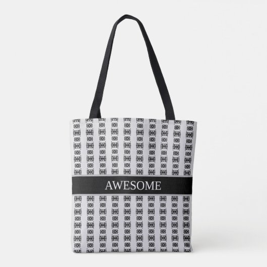 Stijlvol abstract zwart sterpatroon op lichtgrijs tote bag (Achterkant)