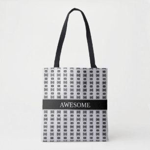 Stijlvol abstract zwart sterrenpatroon op lichtgri tote bag