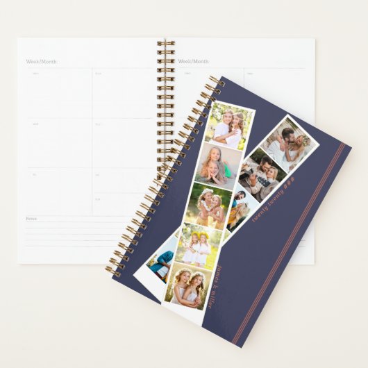 Stijlvol acht foto Strip Blue Rust, op maat gemaak Planner (Display)