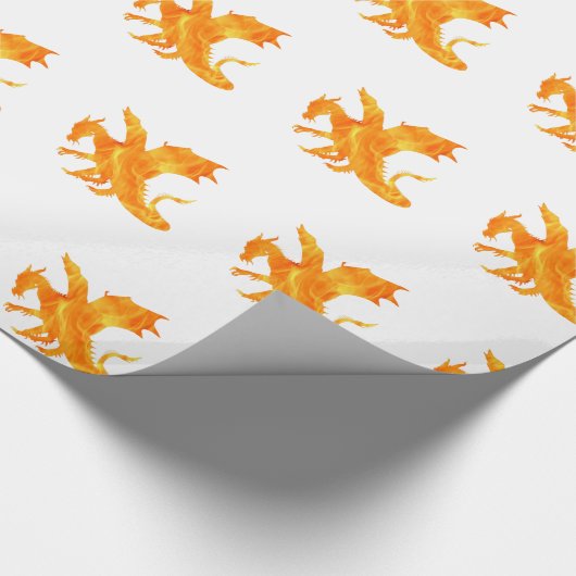 Stijlvol afbeelding van draak in vlam cadeaupapier (Hoek)
