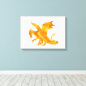 Stijlvol afbeelding van draak in vlam canvas afdruk (Insitu (Houten vloer))