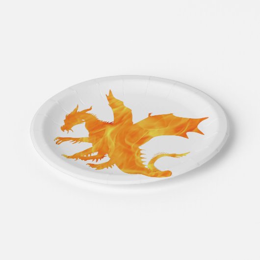 Stijlvol afbeelding van draak in vlam papieren bordje (Gekanteld)