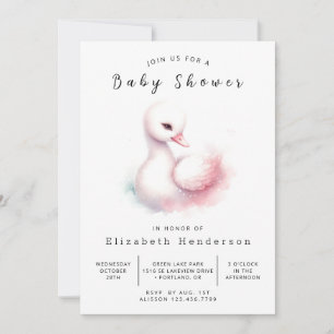 Stijlvol afdrukbaar Swan-Baby shower Kaart