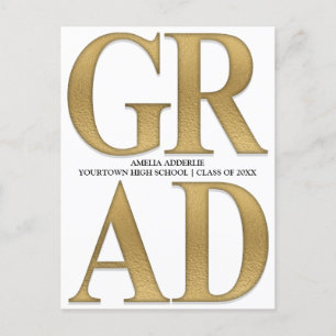 Stijlvol Afstudeerder Aankondiging Wit goud Uitnod