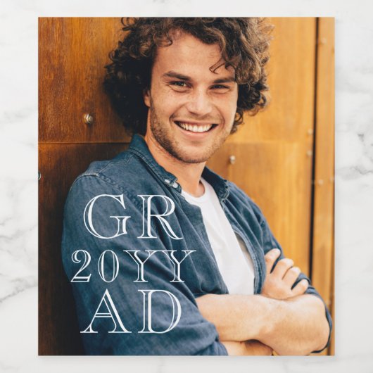 Stijlvol Afstudeerder Fotodatum Afstuderen Eenvoud Wijn Etiket (Enkel label)