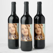Stijlvol Afstudeerder Fotodatum Afstuderen Eenvoud Wijn Etiket (Flessen)