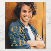 Stijlvol Afstudeerder Fotodatum Afstuderen Gold Sc Wijn Etiket (Enkel label)