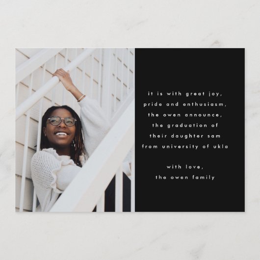 stijlvol afstudeerder met zwarte taart kaart (Achterkant)
