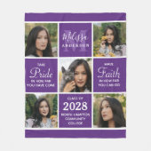 Stijlvol Afstuderen 5 Foto Collage Paars Afstudere Fleece Deken (Voorkant)