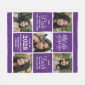 Stijlvol Afstuderen 5 Foto Collage Paars Afstudere Fleece Deken (Voorkant (Horizontaal))