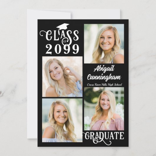 Stijlvol Afstuderen 5 foto's Klasse Jaar Aankondiging (Voorkant)