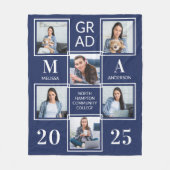 Stijlvol Afstuderen 6 Foto Navy Blue Afstuderen Fleece Deken (Voorkant)