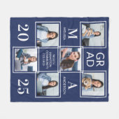 Stijlvol Afstuderen 6 Foto Navy Blue Afstuderen Fleece Deken (Voorkant (Horizontaal))