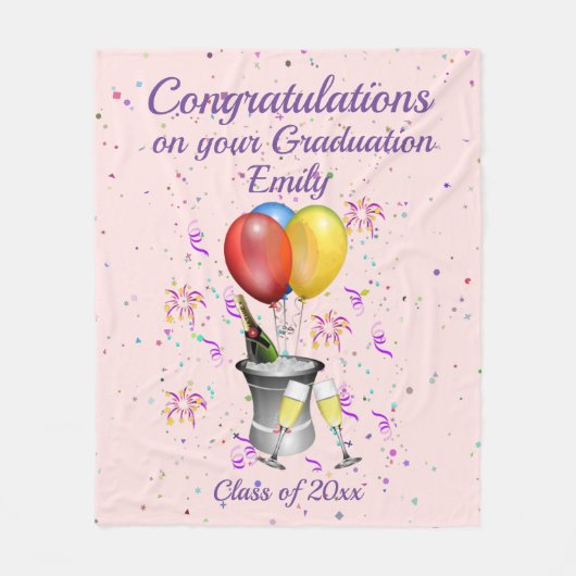 Stijlvol Afstuderen feestroze Fleece Deken (Voorkant)