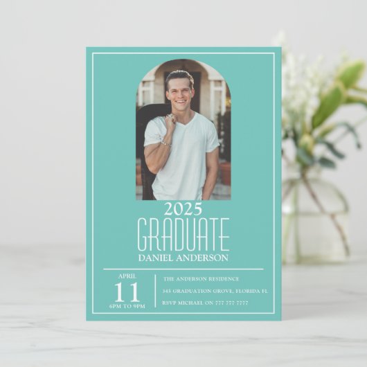 Stijlvol Afstuderen foto-uitnodiging Kaart (Staand voorkant)